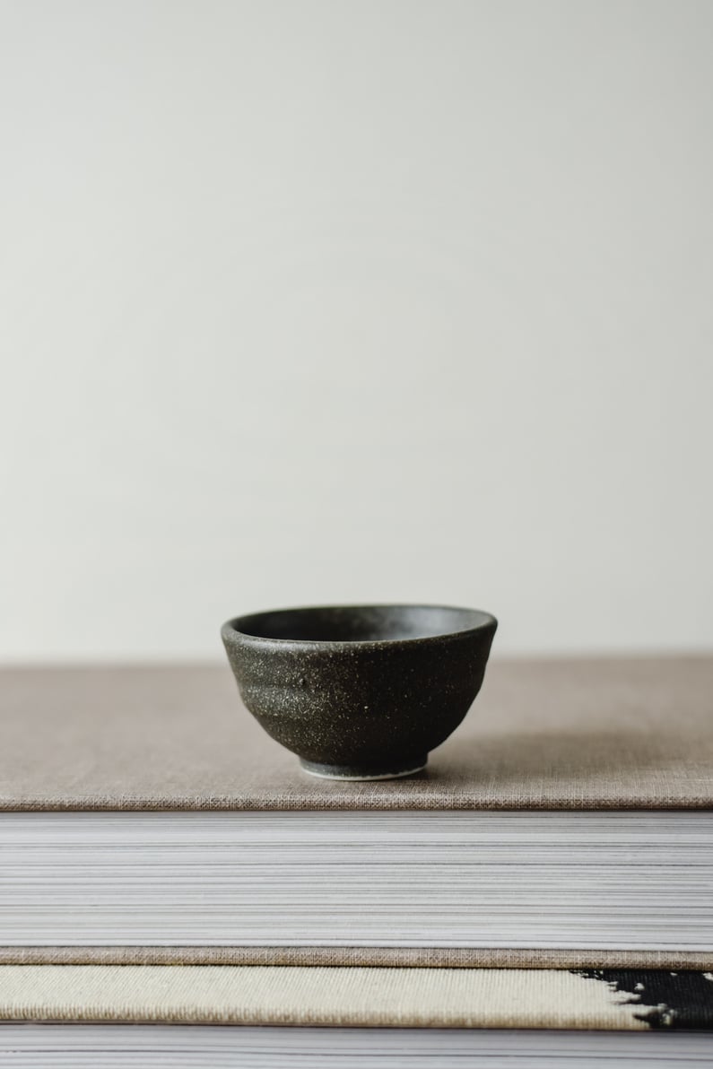 Close Up Shot of Black Ceramic Bowl